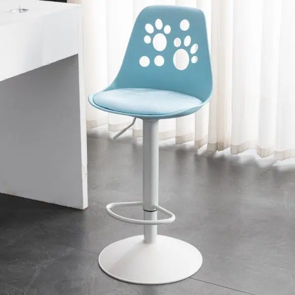 Contemporary Scandinavian Curved PU Leather Plastic Height Adjustable Swivel Bar Stool Cat Paw Back Footrest For Dining Room - Image 11