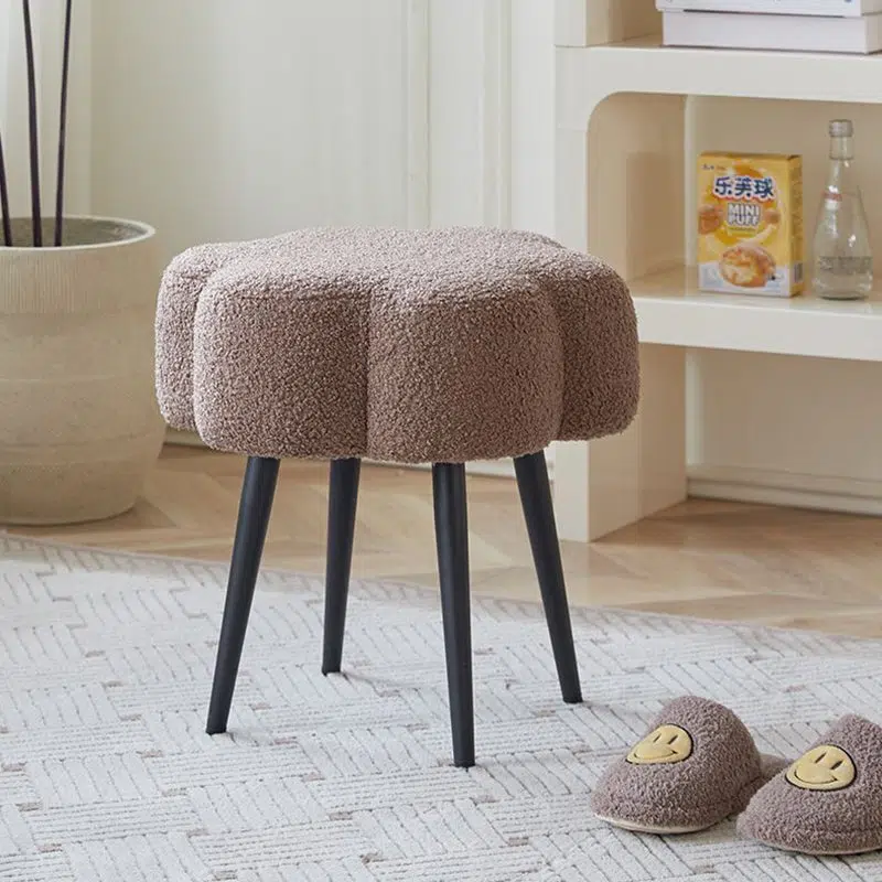 DFM-Chair-FL03821-12.jpg Contemporary Creative Cloud Shape Lambswool Carbon Steel Frame Low Stool For Bedroom - Image 18