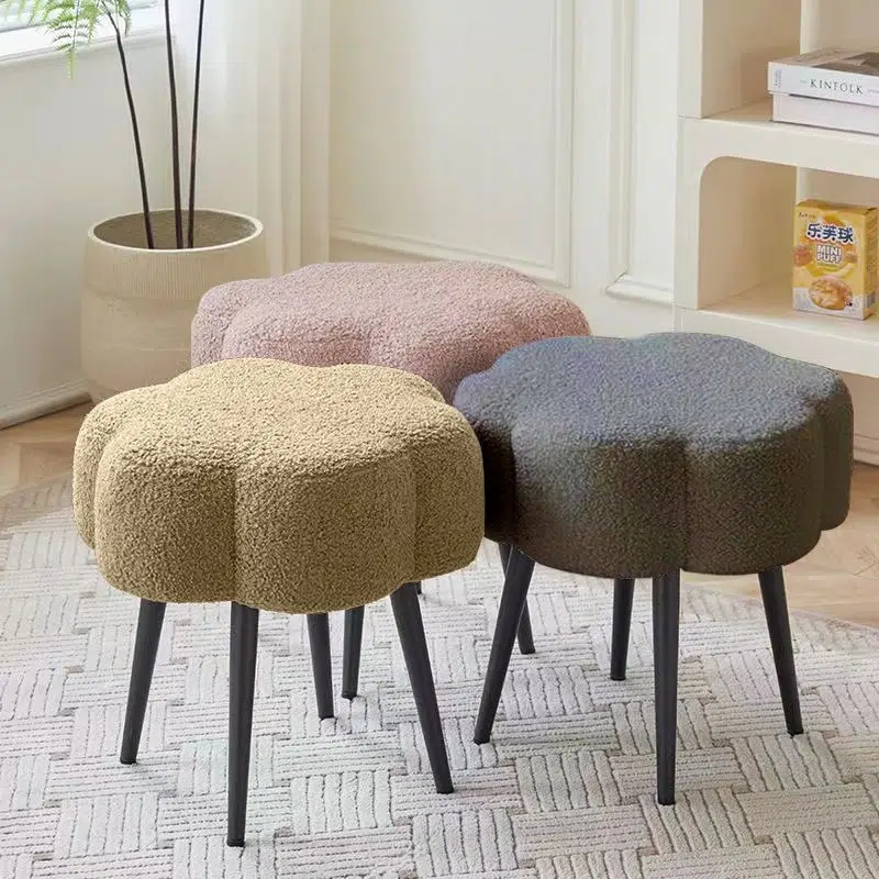 DFM-Chair-FL03821-19.jpg Contemporary Creative Cloud Shape Lambswool Carbon Steel Frame Low Stool For Bedroom - Image 19