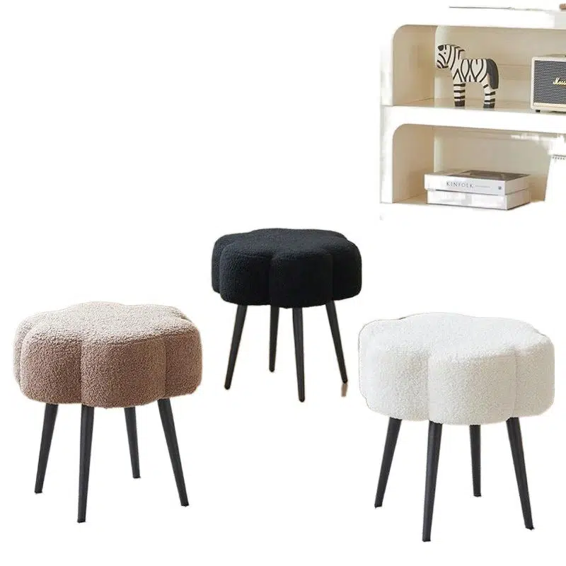 DFM-Chair-FL03821-21.jpg Contemporary Creative Cloud Shape Lambswool Carbon Steel Frame Low Stool For Bedroom - Image 21