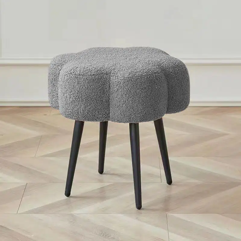 DFM-Chair-FL03821-3.jpg Contemporary Creative Cloud Shape Lambswool Carbon Steel Frame Low Stool For Bedroom - Image 3