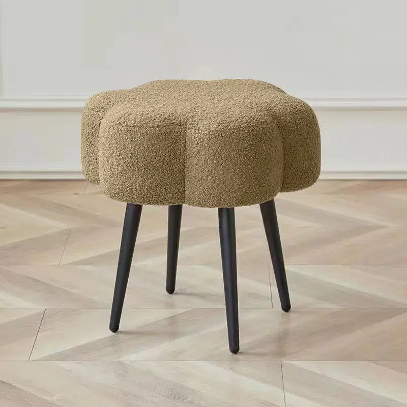 DFM-Chair-FL03821-6.jpg Contemporary Creative Cloud Shape Lambswool Carbon Steel Frame Low Stool For Bedroom - Image 12