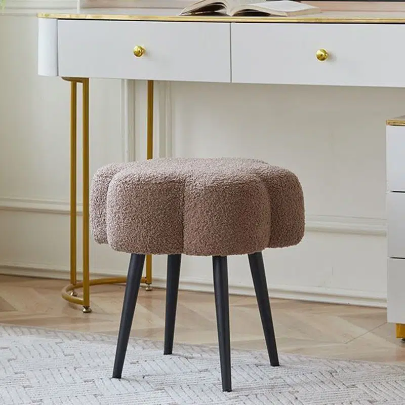 DFM-Chair-FL03821-7.jpg Contemporary Creative Cloud Shape Lambswool Carbon Steel Frame Low Stool For Bedroom - Image 13