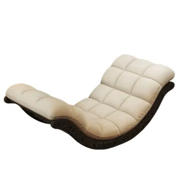 Contemporary Nordic Curved Fabric Upholstered Wood Recliner For Living Room - Image 9