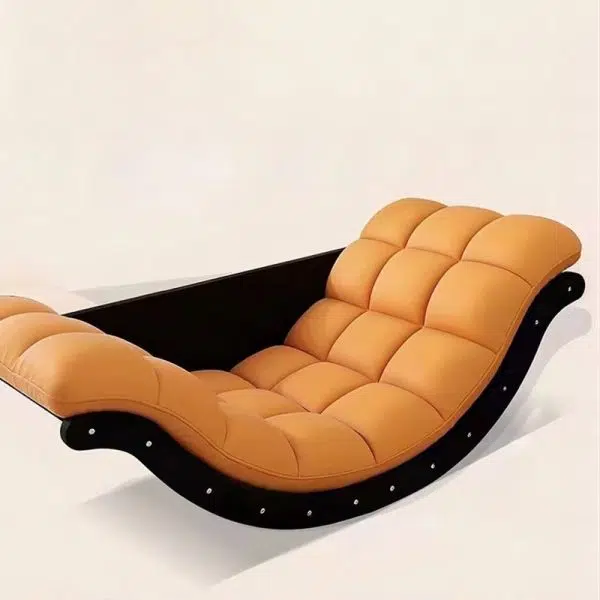 Contemporary Nordic Curved Fabric Upholstered Wood Recliner For Living Room - Image 8