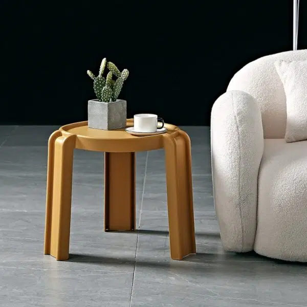 Contemporary Scandinavian PC Geometry Round Stackable Low Stool For Bedroom - Image 5