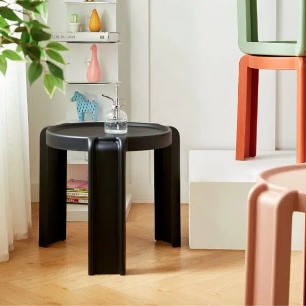 Contemporary Scandinavian PC Geometry Round Stackable Low Stool For Bedroom - Image 10