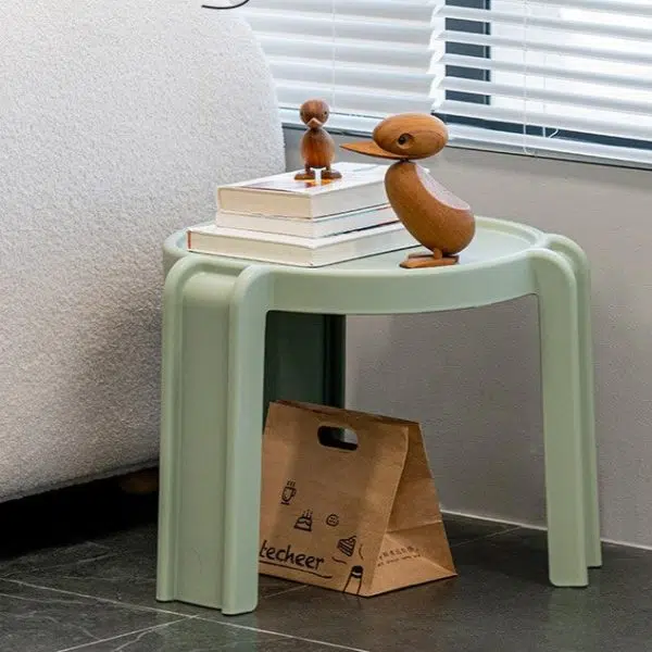 Contemporary Scandinavian PC Geometry Round Stackable Low Stool For Bedroom - Image 2