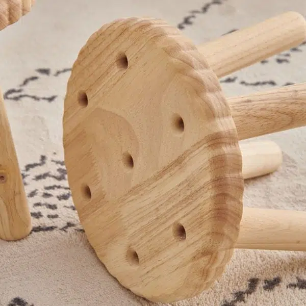 Contemporary Creative Biscuit Solid Wood Round Low Stool For Living Room - Image 11