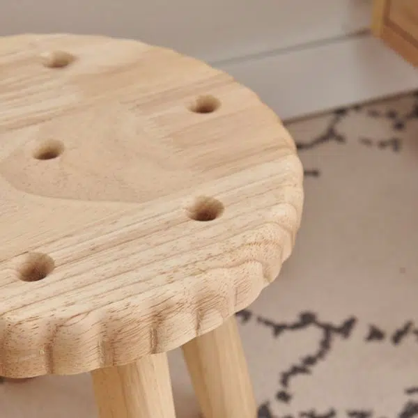 Contemporary Creative Biscuit Solid Wood Round Low Stool For Living Room - Image 12
