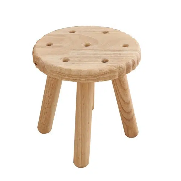 Contemporary Creative Biscuit Solid Wood Round Low Stool For Living Room - Image 15