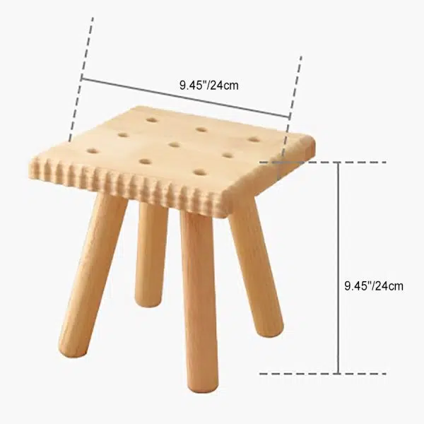 Contemporary Creative Biscuit Solid Wood Round Low Stool For Living Room - Image 4