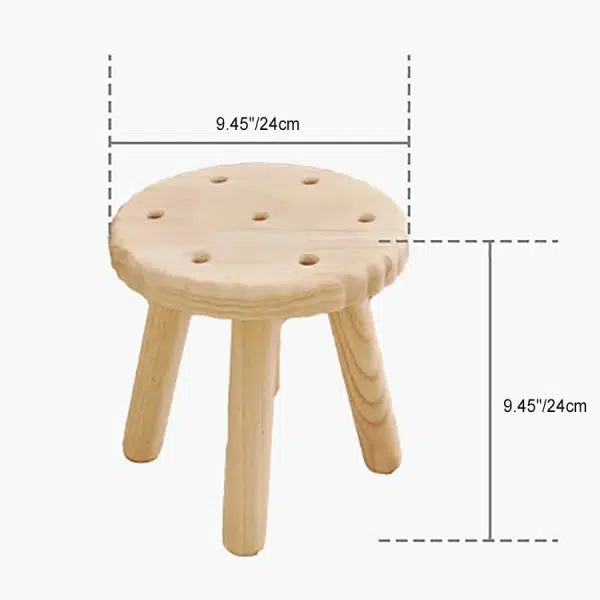 Contemporary Creative Biscuit Solid Wood Round Low Stool For Living Room - Image 5