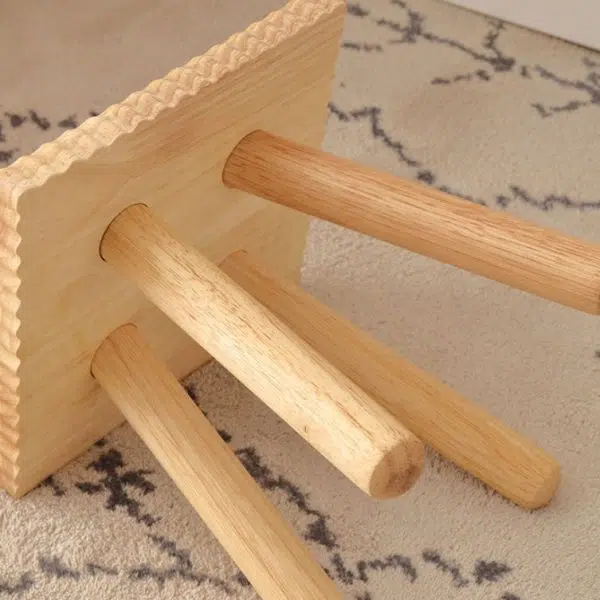 Contemporary Creative Biscuit Solid Wood Round Low Stool For Living Room - Image 10