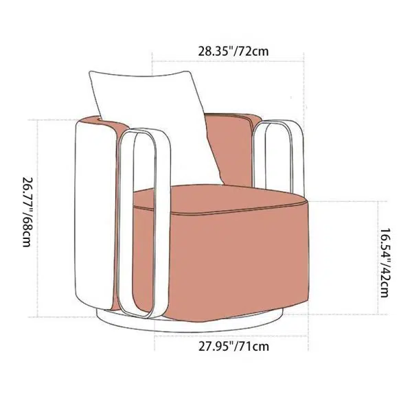 Contemporary Scandinavian Round Nappa Leather Swivel Accent Chair Backrest For Living Room - Image 4