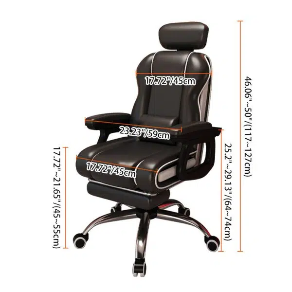 Contemporary Luxury Leather Gaming Chair Adjustable Backrest Armrest Mobile Casters For Study - Image 3