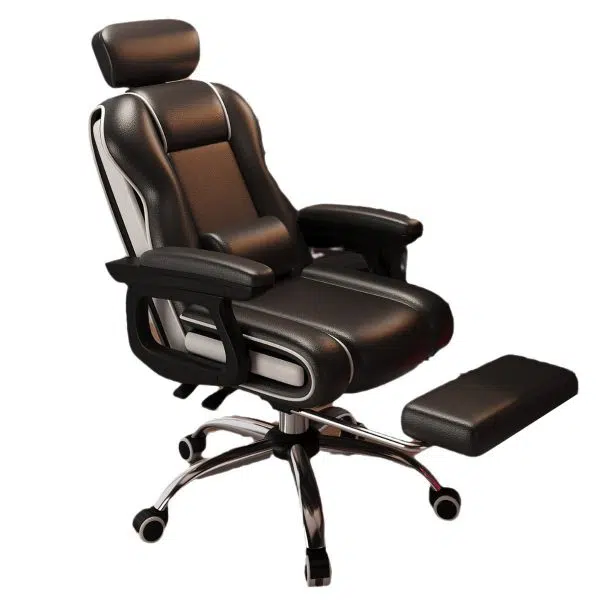 Contemporary Luxury Leather Gaming Chair Adjustable Backrest Armrest Mobile Casters For Study - Image 9