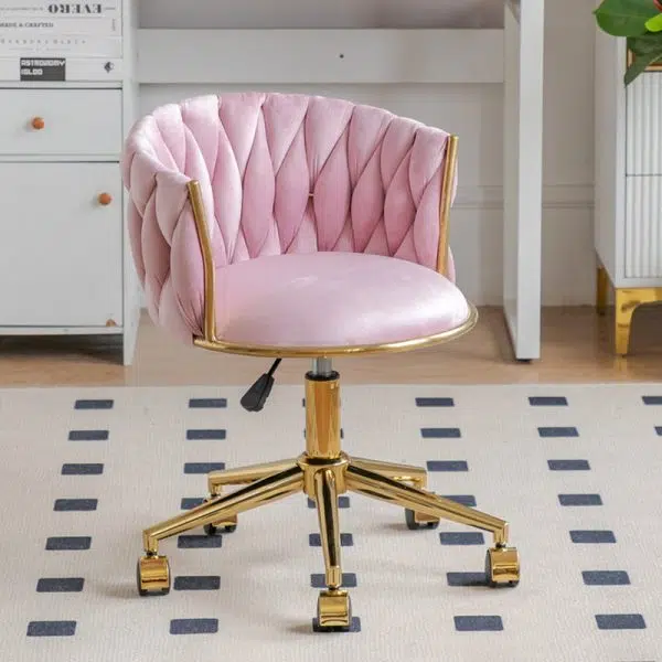 Contemporary Luxury Round Velvet Adjustable Height Vanity Stool Tufted Backrest For Bedroom - Image 10