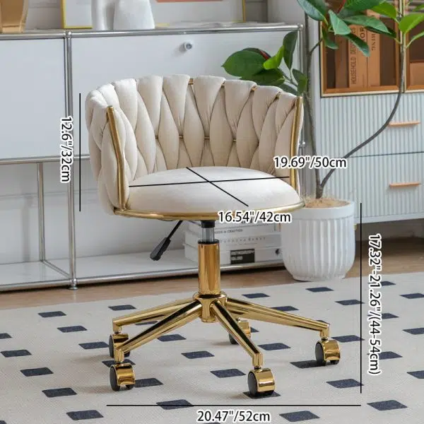 Contemporary Luxury Round Velvet Adjustable Height Vanity Stool Tufted Backrest For Bedroom - Image 3