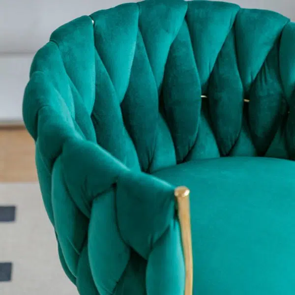 Contemporary Luxury Round Velvet Adjustable Height Vanity Stool Tufted Backrest For Bedroom - Image 5