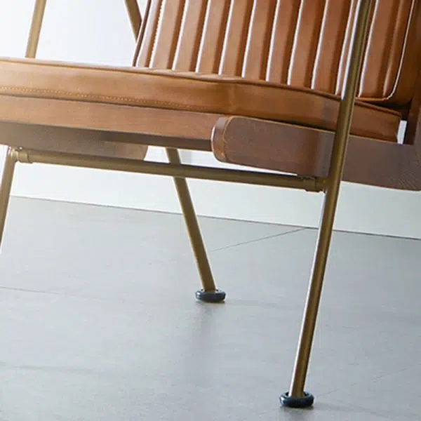 Contemporary Luxury Square Faux Leather Metal Legs Accent Chair Backrest Armrest For Living Room - Image 6