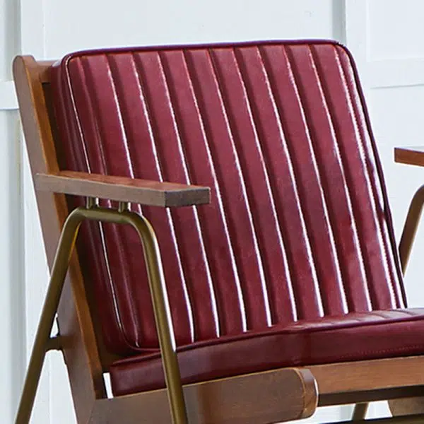 Contemporary Luxury Square Faux Leather Metal Legs Accent Chair Backrest Armrest For Living Room - Image 7