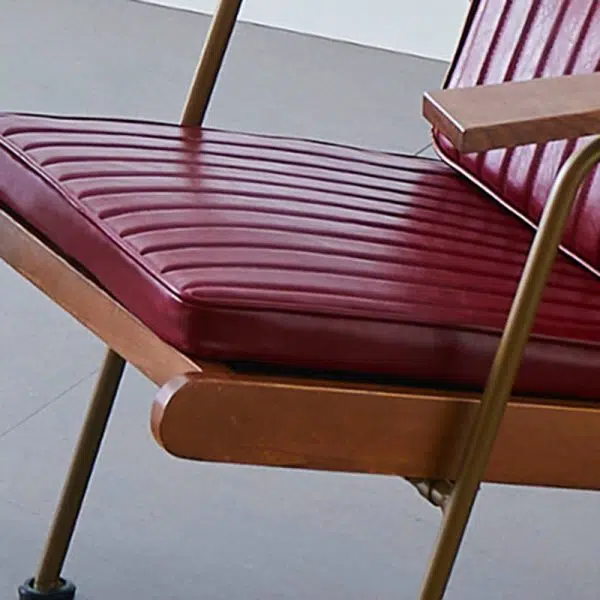 Contemporary Luxury Square Faux Leather Metal Legs Accent Chair Backrest Armrest For Living Room - Image 8