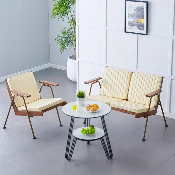 Contemporary Luxury Square Faux Leather Metal Legs Accent Chair Backrest Armrest For Living Room - Image 27