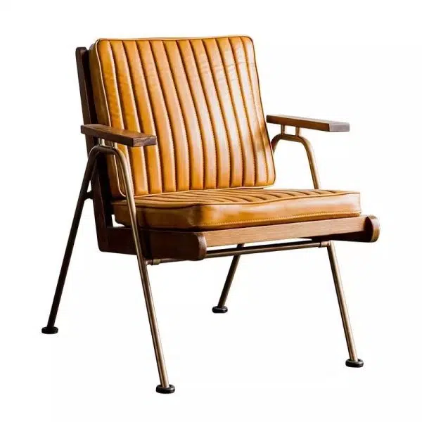 Contemporary Luxury Square Faux Leather Metal Legs Accent Chair Backrest Armrest For Living Room - Image 29