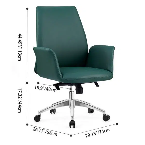 Modern Luxury Square Leather Swivel Desk Chair Backrest Casters For Home Office - Image 4