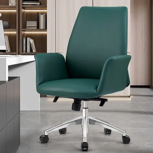 Modern Luxury Square Leather Swivel Desk Chair Backrest Casters For Home Office - Image 8