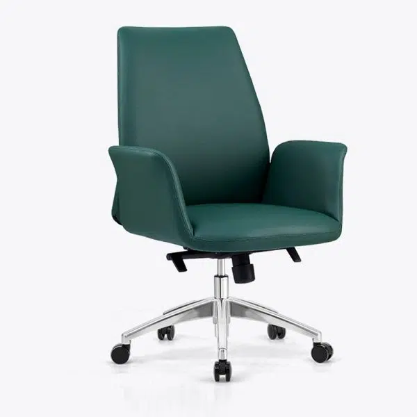 Modern Luxury Square Leather Swivel Desk Chair Backrest Casters For Home Office - Image 11