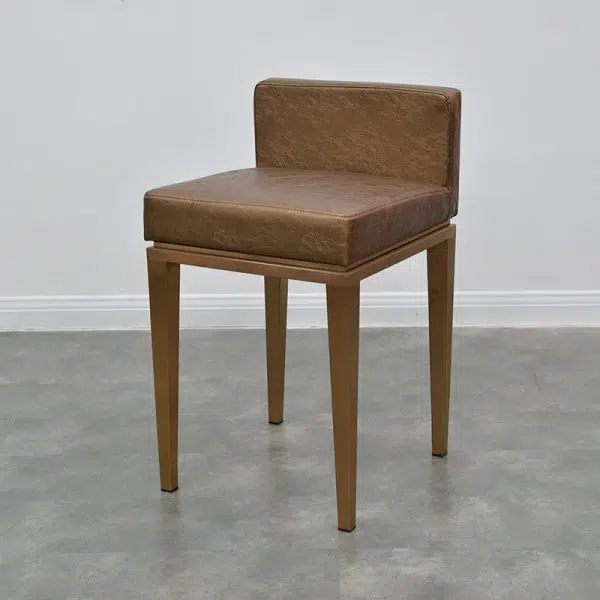 Contemporary Nordic Square Leather Stainless Steel Bar Stool Low Back For Dining Room - Image 5