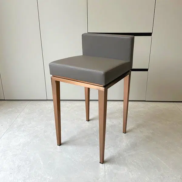 Contemporary Nordic Square Leather Stainless Steel Bar Stool Low Back For Dining Room - Image 8