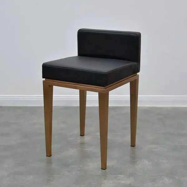 Contemporary Nordic Square Leather Stainless Steel Bar Stool Low Back For Dining Room - Image 2