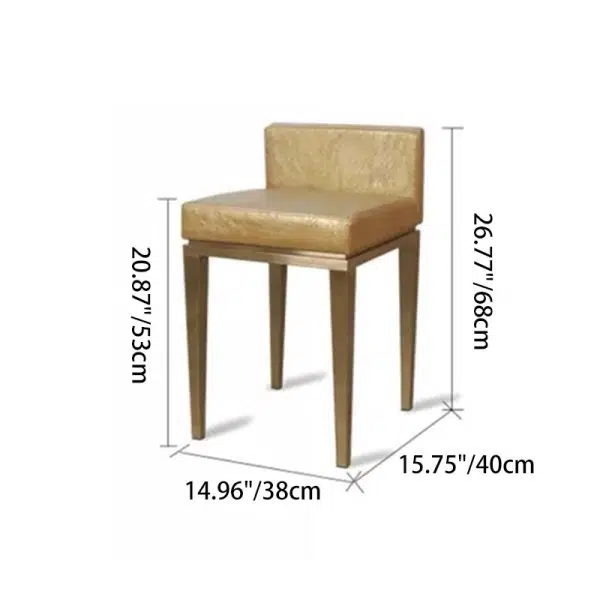 Contemporary Nordic Square Leather Stainless Steel Bar Stool Low Back For Dining Room - Image 3
