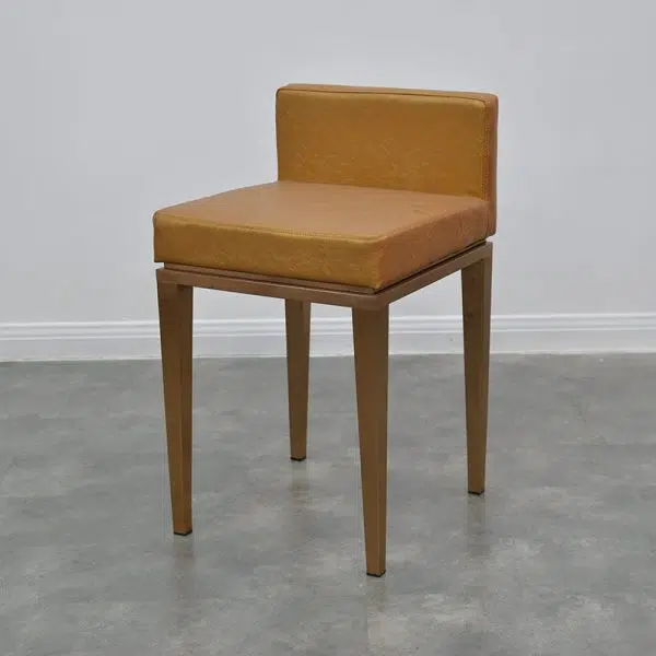 Contemporary Nordic Square Leather Stainless Steel Bar Stool Low Back For Dining Room - Image 4