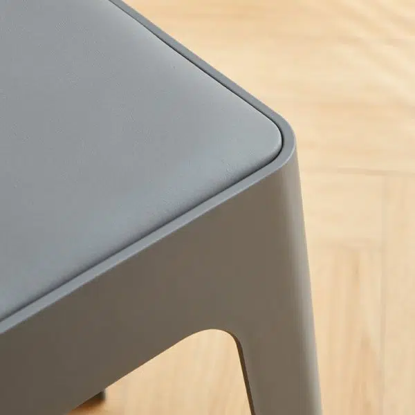 Contemporary Nordic Geometry Square Leather Plastic Stackable Chair Non-Slip Legs For Bedroom - Image 7