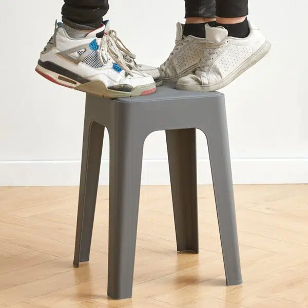 Contemporary Nordic Geometry Square Leather Plastic Stackable Chair Non-Slip Legs For Bedroom - Image 11