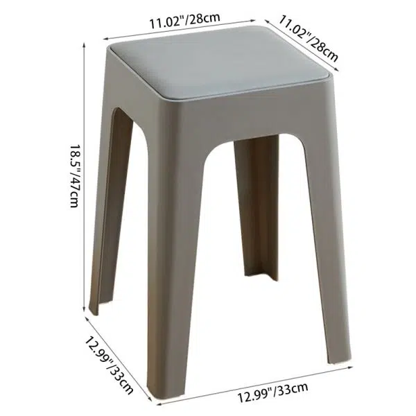 Contemporary Nordic Geometry Square Leather Plastic Stackable Chair Non-Slip Legs For Bedroom - Image 4