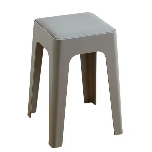 Contemporary Nordic Geometry Square Leather Plastic Stackable Chair Non-Slip Legs For Bedroom - Image 22