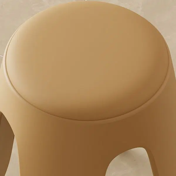 Contemporary Scandinavian Round Leather Upholstered Plastic Stackable Chair For Bedroom - Image 5