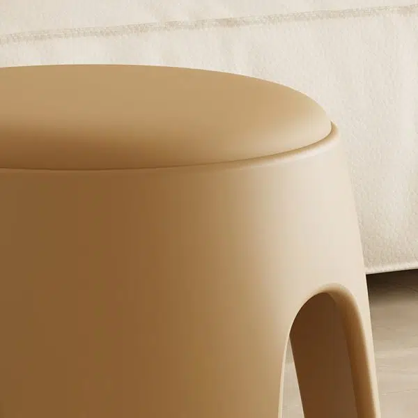 Contemporary Scandinavian Round Leather Upholstered Plastic Stackable Chair For Bedroom - Image 6