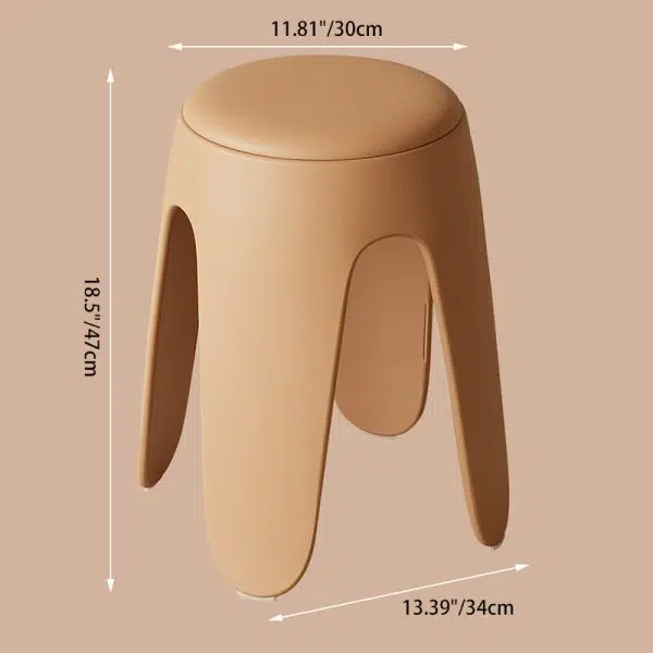 Contemporary Scandinavian Round Leather Upholstered Plastic Stackable Chair For Bedroom - Image 4