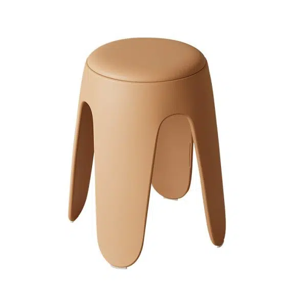 Contemporary Scandinavian Round Leather Upholstered Plastic Stackable Chair For Bedroom - Image 23