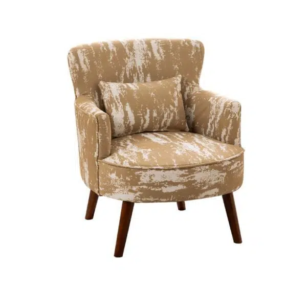 Traditional French Flower Patterned Fabric Upholstered Solid Wood Accent Chair Backrest Armrest For Living Room - Image 15