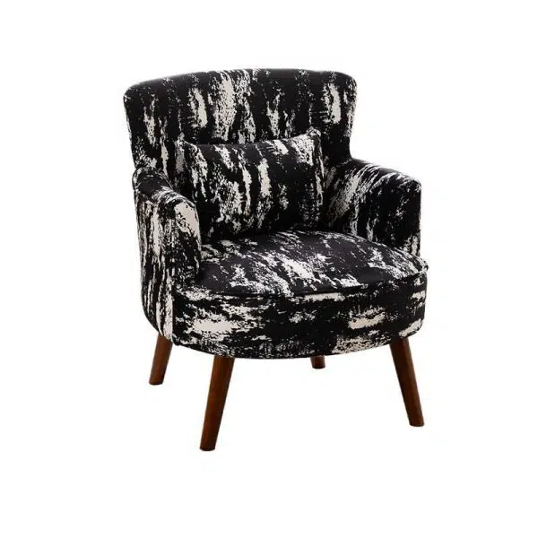 Traditional French Flower Patterned Fabric Upholstered Solid Wood Accent Chair Backrest Armrest For Living Room - Image 16