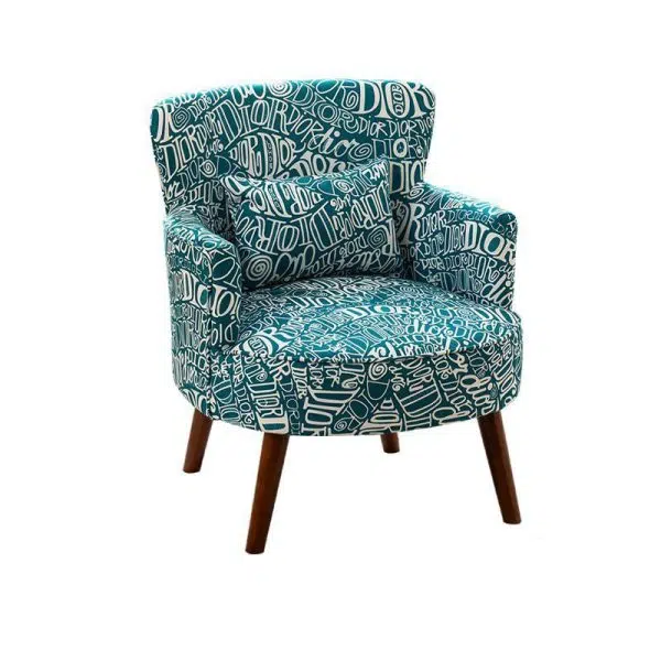 Traditional French Flower Patterned Fabric Upholstered Solid Wood Accent Chair Backrest Armrest For Living Room - Image 12