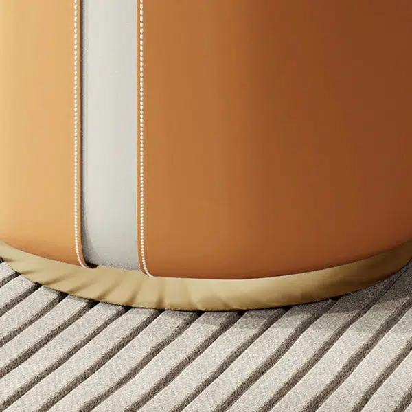 Contemporary Luxury Round Leather Metal Vanity Stool For Bedroom - Image 4