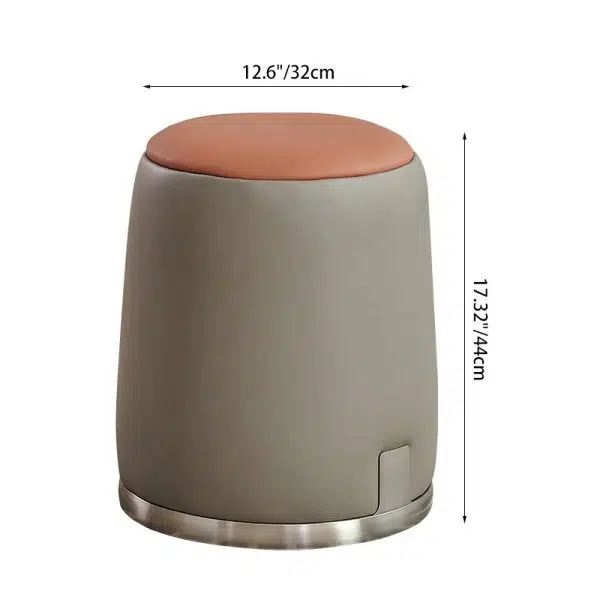 Contemporary Luxury Round PU Leather Upholstered Metal Vanity Stool For Bedroom - Image 4